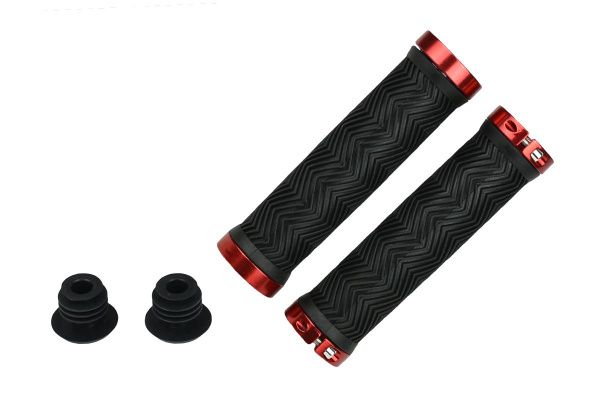 Грипсы MTB ST-58B, 130мм, с 2 грипстопами, под шестигранник, черно-красные